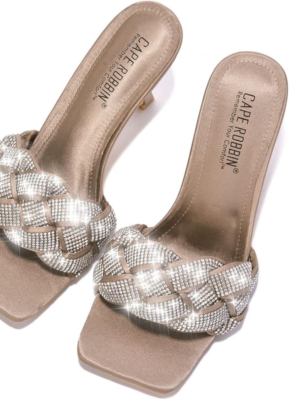 Cape Robbin Gold Braided Crystal Slide Heels